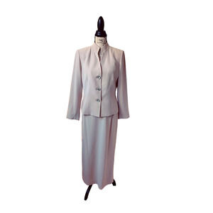 Kasper Women 2 piece Skirt Suit Neutral Color Beige Fully Lined Career Formal  8